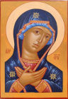 Оплечная икона Богоматери Умиление. По образцу из храма Троицы в Будве в Черногории. Размер иконы 30х20 см.
